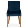 Ella Light Oak Scoop Back Chair - Dark Blue Velvet Fabric (Pair) Ella Light Oak Scoop Back Chair - Dark Blue Velvet Fabric (Pair)