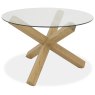 Turin Light Oak Circular Glass Table
