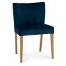 Turin Light Oak Low Back Uph Chair - Dark Blue Velvet Fabric (Pair) Turin Light Oak Low Back Uph Chair - Dark Blue Velvet Fabric (Pair)