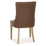 Bentley Designs Westbury Rustic Oak 4-6 Seater Dining Set- 4 Rustic Tan Upholstered Armchairs- chair back angle