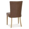 Bentley Designs Westbury Rustic Oak 4-6 Seater Dining Set- 6 Rustic Tan Upholstered Chairs- chair back angle