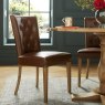 Westbury Rustic Oak Uph Chair - Tan Faux Leather (Single)