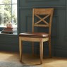 Westbury Rustic Oak X Back Chair - Tan Faux Leather (Pair) Westbury Rustic Oak X Back Chair - Tan Faux Leather (Pair)