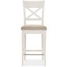 Ashley Antique White X Back Bar Stool - Sand Colour Fabric (Pair) Ashley Antique White X Back Bar Stool - Sand Colour Fabric (Pair)