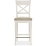 Ashley Antique White X Back Bar Stool - Sand Colour Fabric (Single) Ashley Antique White X Back Bar Stool - Sand Colour Fabric (Single)