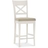 Ashley Antique White X Back Bar Stool - Sand Colour Fabric (Single)