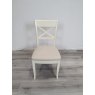 Ashley Antique White X Back Chair - Sand Colour Fabric (Single) - Grade A2 - Ref #0103 Ashley Antique White X Back Chair - Sand Colour Fabric (Single) - Grade A2 - Ref #0103