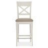 Bentley Designs Montreux Grey Washed Oak & Soft Grey Bar Table Set & 2 X Back Bar Stools in Grey Bonded Leather- bar stool fr