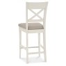 Bentley Designs Montreux Grey Washed Oak & Soft Grey Bar Table Set & 2 X Back Bar Stools in Grey Bonded Leather- bar stool ba
