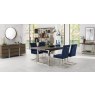 Bentley Designs Tivoli Dark Oak 4-6 Seater Dining Set & 4 Cantilever Chairs- Dark Blue Velvet Fabric- feature 2