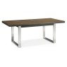 Bentley Designs Tivoli Dark Oak 6-8 Seater Dining Set & 6 Cantilever Chairs- Dark Blue Velvet Fabric- table front angle