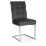 Bentley Designs Tivoli Dark Oak 6-8 Seater Dining Set & 6 Cantilever Chairs- Gun Metal Velvet Fabric- chair front angle