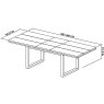 Bentley Designs Tivoli Dark Oak 6-8 Seater Dining Set & 6 Cantilever Chairs- Harvest Pumpkin Velvet Fabric- table line drawin