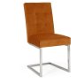 Bentley Designs Tivoli Dark Oak 6-8 Seater Dining Set & 6 Cantilever Chairs- Harvest Pumpkin Velvet Fabric- chair front angle
