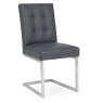 Bentley Designs Tivoli Dark Oak 6-8 Seater Dining Set & 6 Cantilever Chairs- Black Mottled Faux Leather- chair front angle