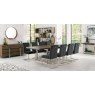 Faro Dark Oak 6-8 Seater Table & 8 Cantilever Chairs in Gun Metal Velvet