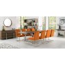 Faro Dark Oak 6-8 Seater Table & 8 Cantilever Chairs in Harvest Pumpkin Velvet