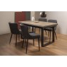 Faro Weathered Oak 4-6 Seater Table & 4 Kent Dark Grey Faux Leather Chairs - Black Legs