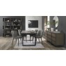 Faro Weathered Oak 4-6 Seater Table & 4 Kent Grey Velvet Chairs - Black Legs