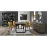 Faro Weathered Oak 4-6 Seater Table & 4 Kent Mustard Velvet Chairs - Black Legs