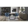 Faro Weathered Oak 4-6 Seater Table & 4 Kent Petrol Blue Velvet Chairs - Black Legs