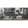 Faro Weathered Oak 6-8 Seater Table & 6 Oxford Petrol Blue Velvet Chairs Faro Weathered Oak 6-8 Seater Table & 6 Oxford Petrol Blue Velvet Chairs