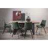 Faro Weathered Oak 6-8 Seater Table & 6 Fontana Green Velvet Chairs