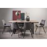 Faro Weathered Oak 6-8 Seater Table & 6 Fontana Grey Velvet Chairs