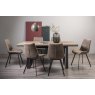 Faro Weathered Oak 6-8 Seater Table & 6 Fontana Tan Faux Suede Fabric Chairs