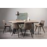 Faro Weathered Oak 6-8 Seater Table & 6 Seurat Tan Faux Suede Fabric Chairs