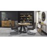 Harvey Rustic Oak 4 Seater Circular Table & 4 Harvey Cantilever Chairs in Dark Grey Fabric