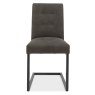 Bentley Designs Indus Rustic Oak 4 Seater Circular Dining Set & 4 Upholstered Cantilever Chairs in Dark Grey Fabric- chair fr