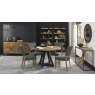 Harvey Rustic Oak 4 Seater Circular Table & 4 Harvey Chairs in Dark Grey Fabric
