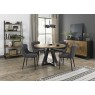 Harvey Rustic Oak 4 Seater Table & 4 Kent Dark Grey Faux Leather Chairs - Black Legs