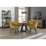 Harvey Rustic Oak 4 Seater Table & 4 Oxford Mustard Velvet Chairs - Black Legs