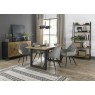 Harvey Rustic Oak 4-6 Seater Table & 4 Oxford Grey Velvet Chairs - Black Legs