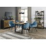 Harvey Rustic Oak 4-6 Seater Table & 4 Oxford Petrol Blue Velvet Chairs - Black Legs Harvey Rustic Oak 4-6 Seater Table & 4 Oxford Petrol Blue Velvet Chairs - Black Legs