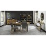 Harvey Rustic Oak 4-6 Seater Table & 4 Oak Upholstered Chairs in Dark Grey Fabric