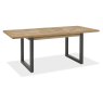 Bentley Designs Indus Rustic Oak 4-6 Seater Dining Set & 4 Upholstered Chairs in Dark Grey Fabric- table extended