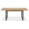 Bentley Designs Indus Rustic Oak 6-8 Seater Dining Set & 6 Rustic Uph Chairs- Dark Blue Velvet Fabric- table front