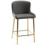 Kent - Dark Grey Faux Leather Bar Stool with Gold Legs (Single) - Grade A2 - Ref #0383 Kent - Dark Grey Faux Leather Bar Stool with Gold Legs (Single) - Grade A2 - Ref #0383