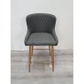 Kent - Dark Grey Faux Leather Bar Stool with Gold Legs (Single) - Grade A2 - Ref #0383 Kent - Dark Grey Faux Leather Bar Stool with Gold Legs (Single) - Grade A2 - Ref #0383