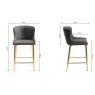 Kent - Dark Grey Faux Leather Bar Stool with Gold Legs (Single) - Grade A2 - Ref #0383 Kent - Dark Grey Faux Leather Bar Stool with Gold Legs (Single) - Grade A2 - Ref #0383