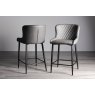 Kent - Dark Grey Faux Leather Bar Stools with Black Legs (Pair) - Grade A2 - Ref #0520 Kent - Dark Grey Faux Leather Bar Stools with Black Legs (Pair) - Grade A2 - Ref #0520