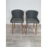 Kent - Dark Grey Faux Leather Bar Stools with Gold Legs (Pair) - Grade A3 - Ref #0318 Kent - Dark Grey Faux Leather Bar Stools with Gold Legs (Pair) - Grade A3 - Ref #0318