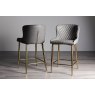 Kent - Dark Grey Faux Leather Bar Stools with Gold Legs (Pair) - Grade A3 - Ref #0320 Kent - Dark Grey Faux Leather Bar Stools with Gold Legs (Pair) - Grade A3 - Ref #0320