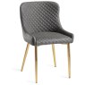 Kent - Dark Grey Faux Leather Chairs with Gold Legs (Pair) - Grade A2 - Ref #0382 Kent - Dark Grey Faux Leather Chairs with Gold Legs (Pair) - Grade A2 - Ref #0382