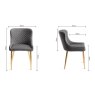 Kent - Dark Grey Faux Leather Chairs with Gold Legs (Pair) - Grade A2 - Ref #0382 Kent - Dark Grey Faux Leather Chairs with Gold Legs (Pair) - Grade A2 - Ref #0382