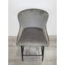 Kent - Grey Velvet Fabric Bar Stool with Black Legs (Single) - Grade A3 - Ref #0288 Kent - Grey Velvet Fabric Bar Stool with Black Legs (Single) - Grade A3 - Ref #0288