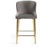Kent - Grey Velvet Fabric Bar Stools with Gold Legs (Pair) Kent - Grey Velvet Fabric Bar Stools with Gold Legs (Pair)